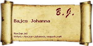 Bajcs Johanna névjegykártya